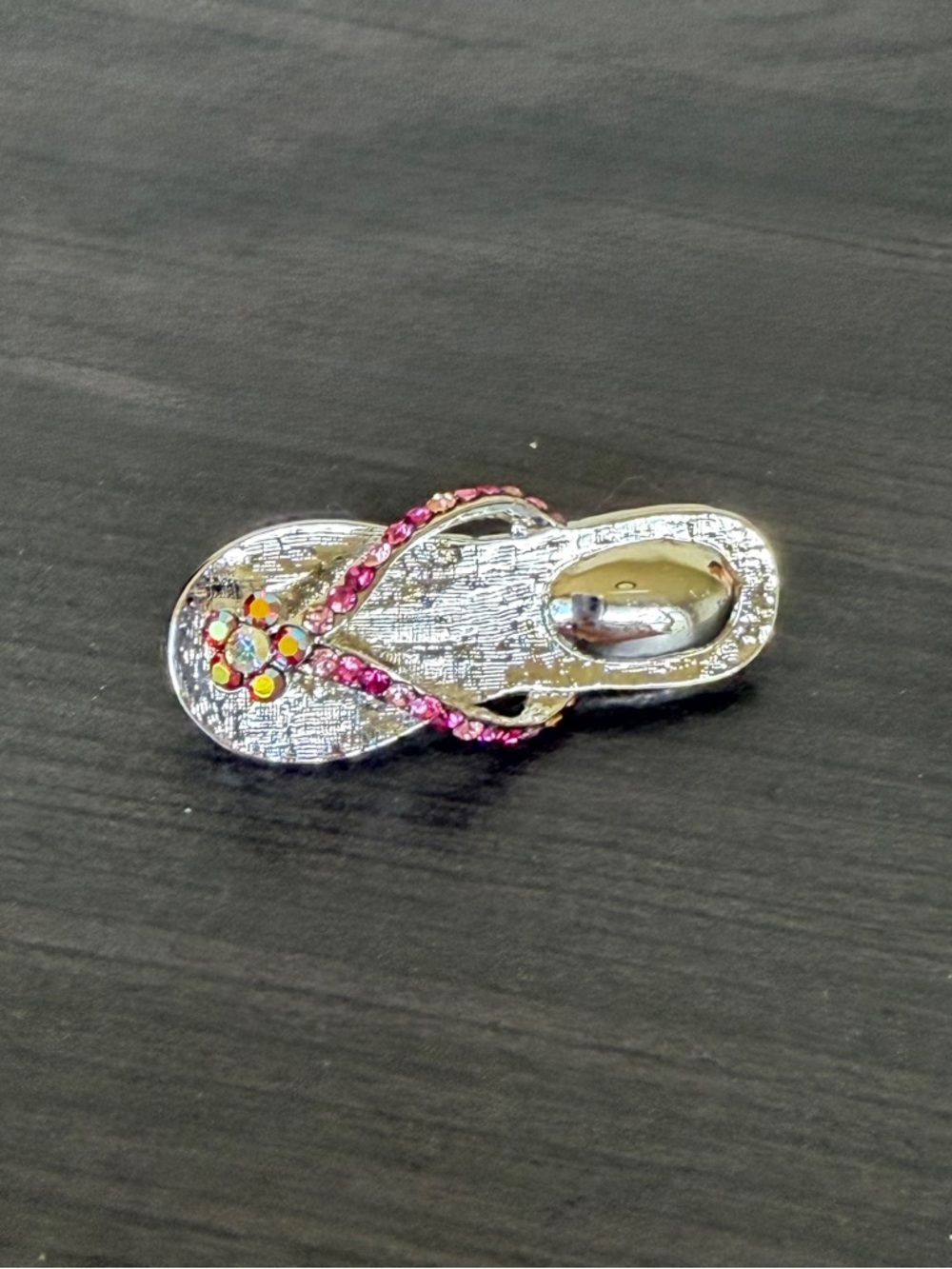 Beach Vibes Silver Sandal With AB Stone Pin/Brooch - Picture 1 of 7